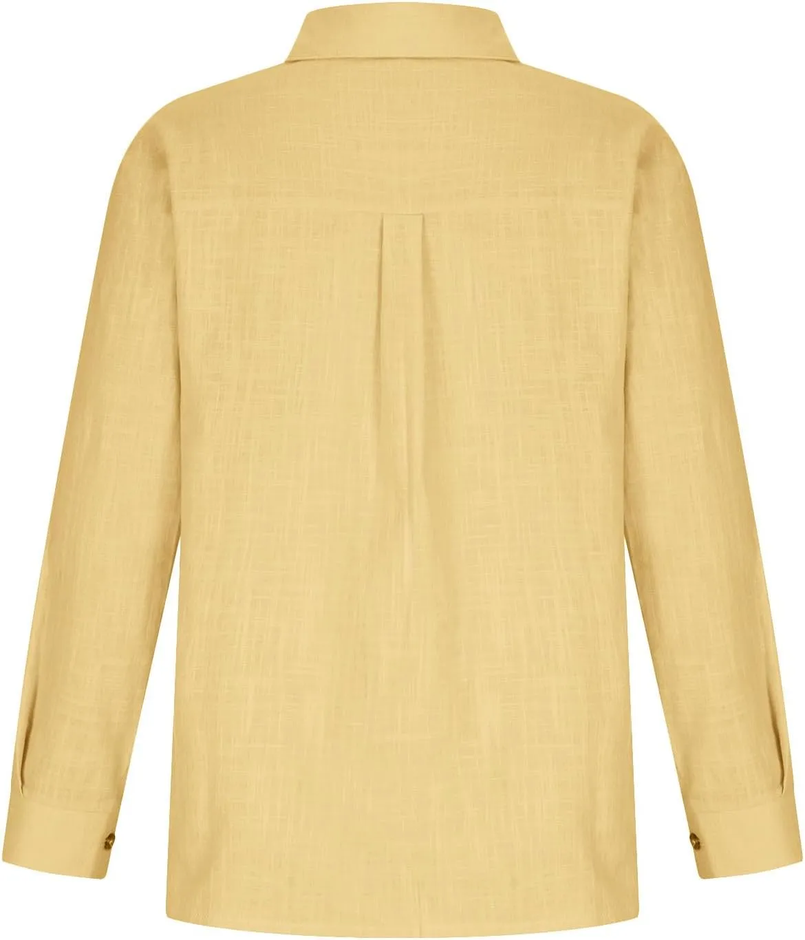 Business Casual Tops for Women Long Sleeve Cotton Linen Shirt Button Down V Neck Blouse Fashion Tops for Trendy