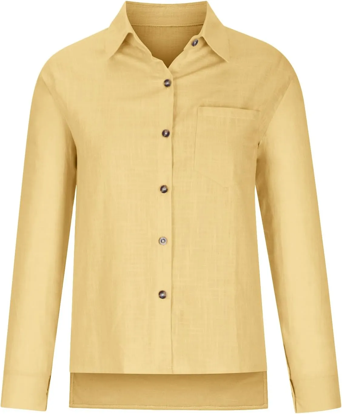 Business Casual Tops for Women Long Sleeve Cotton Linen Shirt Button Down V Neck Blouse Fashion Tops for Trendy