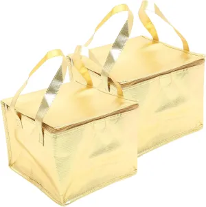 Cabilock 2pcs Capacity Insulated Thermal with Zipper Design Collapsible Food Storage for Camping Beach and Travel Non Woven and