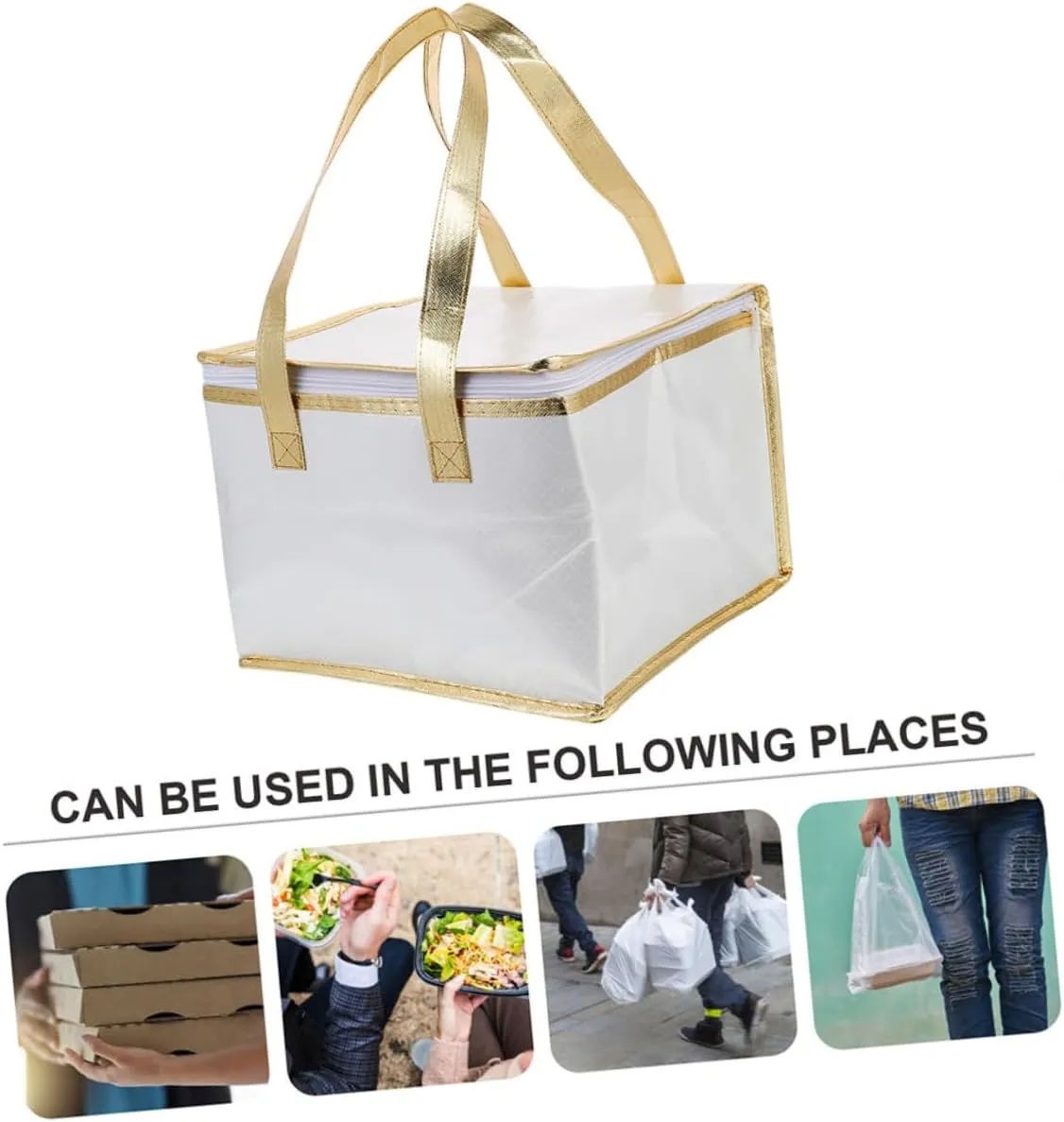 Cabilock Thermal Bag for Food Large Insulated Cake Pouch Reusable Grocery Carrier Flat Bottom Easy to Carry