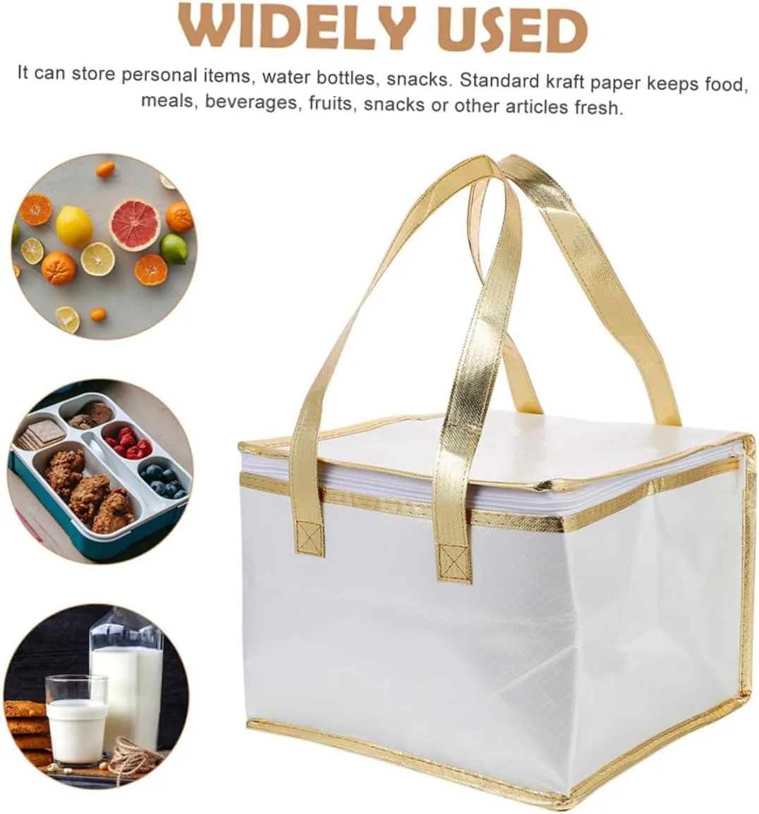 Cabilock Thermal Bag for Food Large Insulated Cake Pouch Reusable Grocery Carrier Flat Bottom Easy to Carry