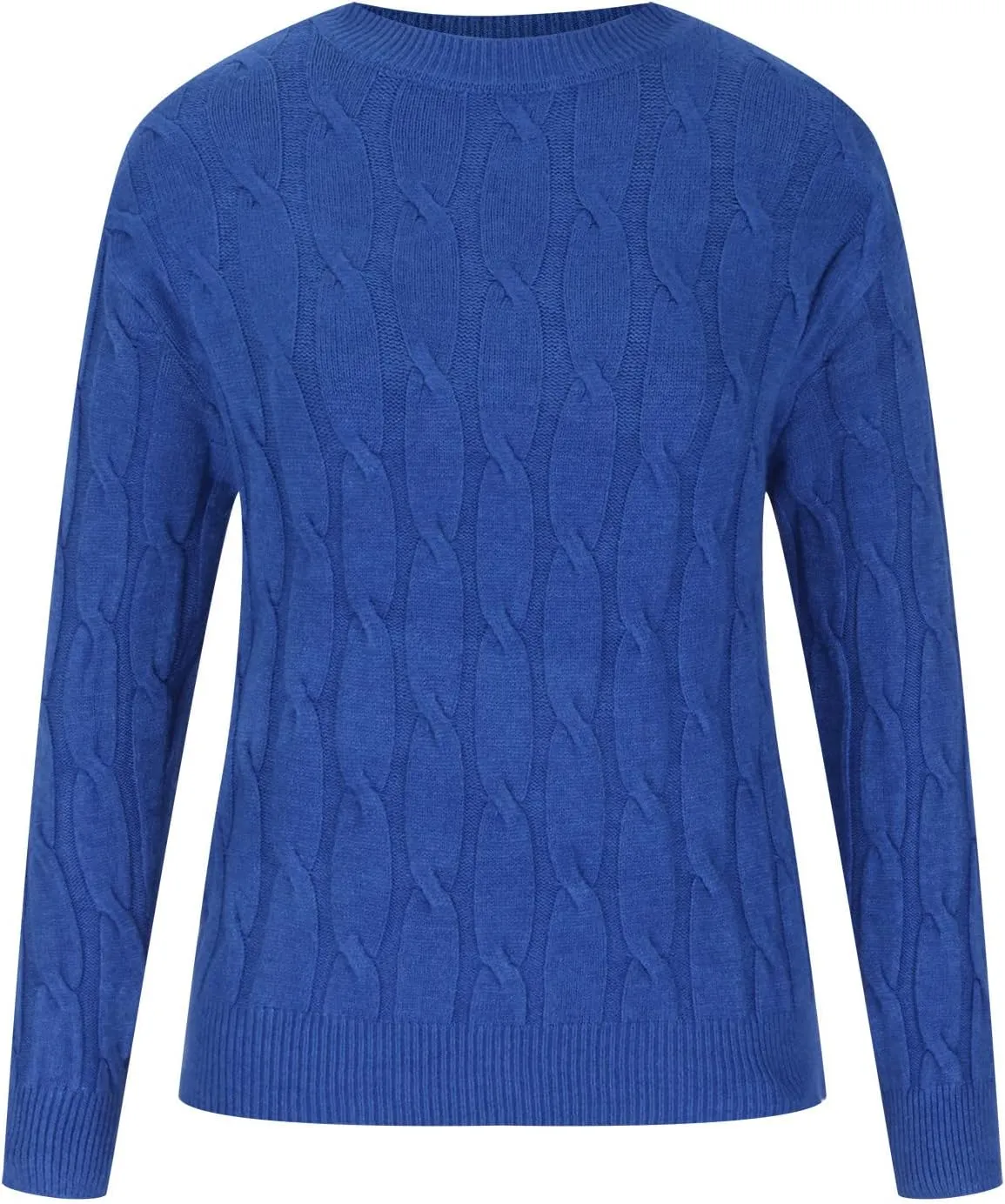 Cable Knitted Crew Neck Pullover Sweater for Women Long Sleeve Solid Loose Fit Casual Sweaters Fashion Tunic Shirt