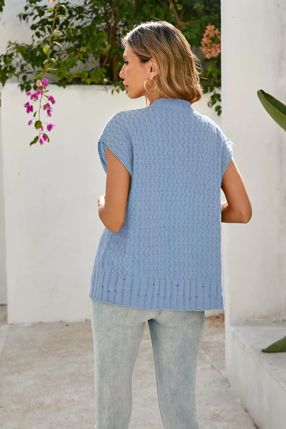 Cakulo Womens Cable Knit Sweater Vest 2025 Oversized Sleeveless Button Down Summer Cardigan Sweaters Tops