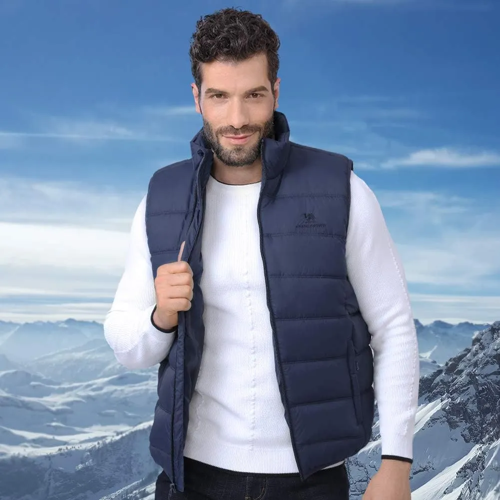 CAMEL CROWN Puffer Vest Men Quilted Winter Padded Sleeveless Jackets Gilet for Casual Work Travel Outdoor