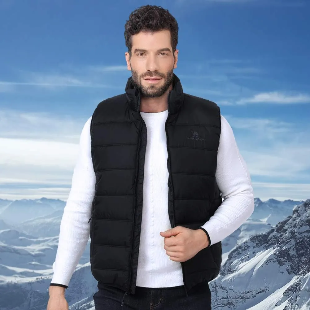 CAMEL CROWN Puffer Vest Men Quilted Winter Padded Sleeveless Jackets Gilet for Casual Work Travel Outdoor
