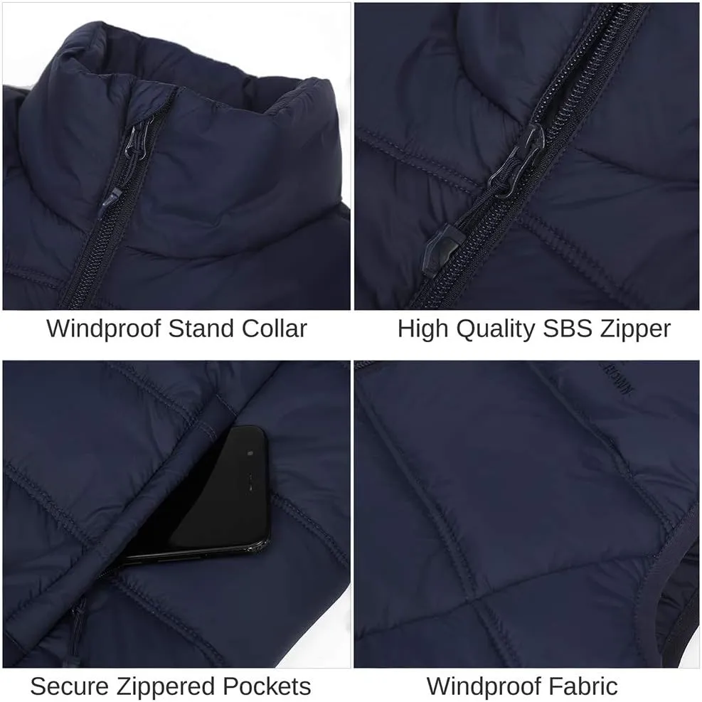 CAMEL CROWN Puffer Vest Men Quilted Winter Padded Sleeveless Jackets Gilet for Casual Work Travel Outdoor