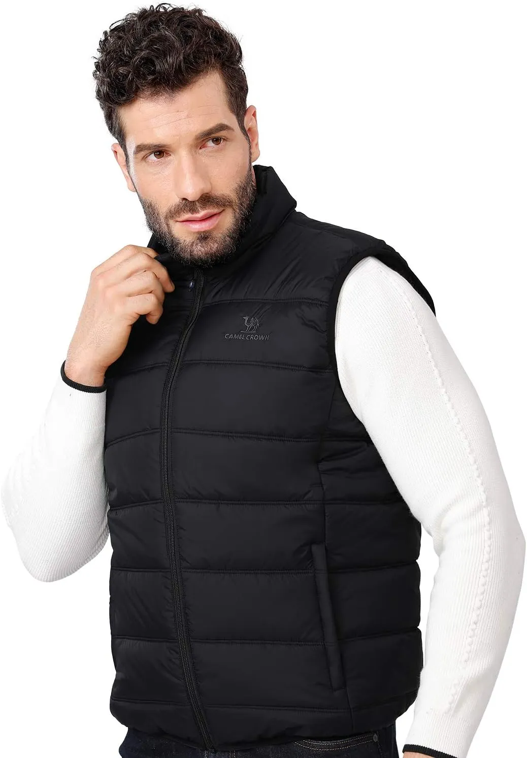CAMEL CROWN Puffer Vest Men Quilted Winter Padded Sleeveless Jackets Gilet for Casual Work Travel Outdoor
