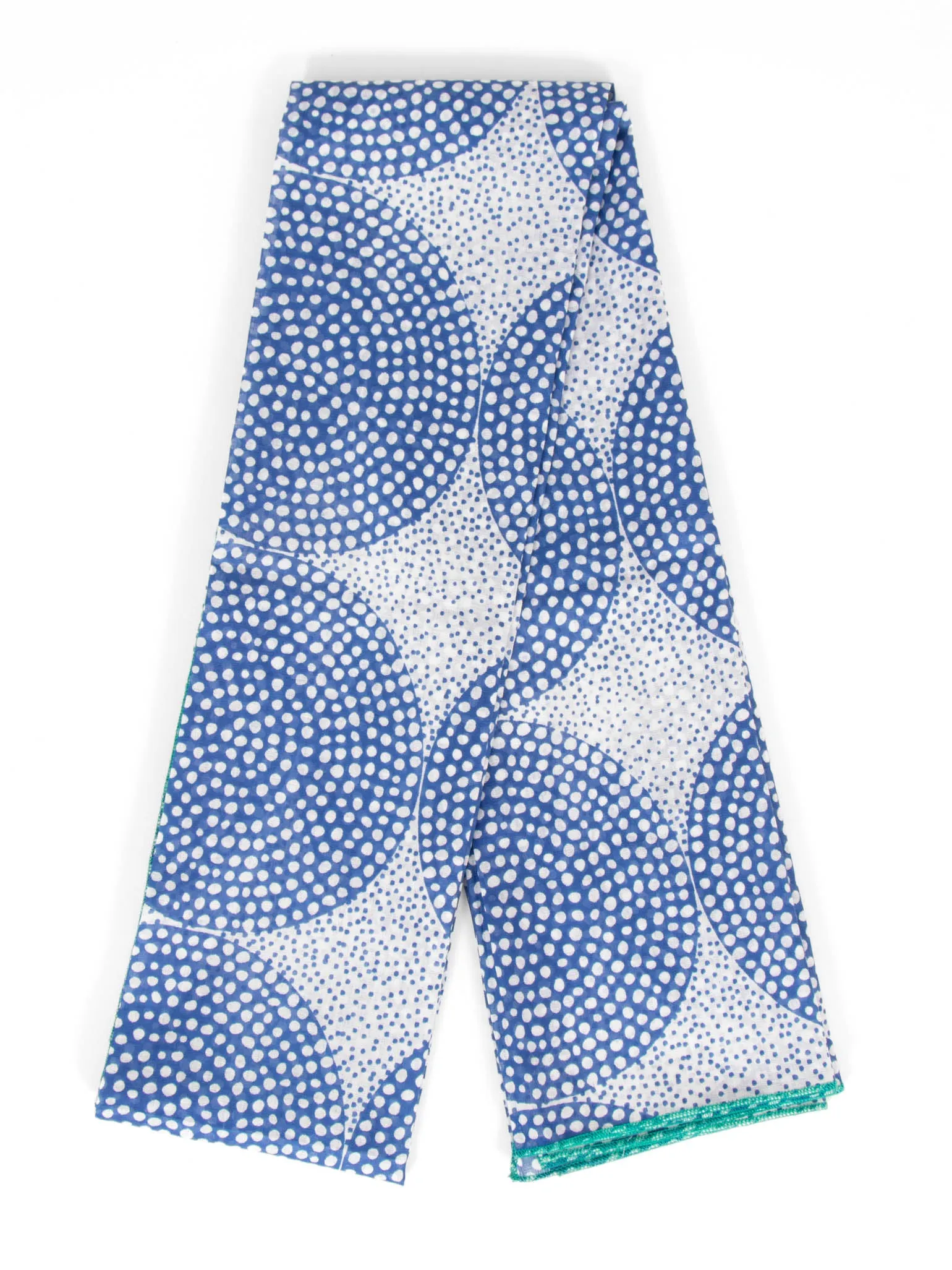 Camille Lightweight Cotton Scarf - Blue, Polka Dot Circles