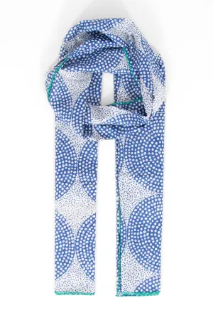Camille Lightweight Cotton Scarf - Blue, Polka Dot Circles