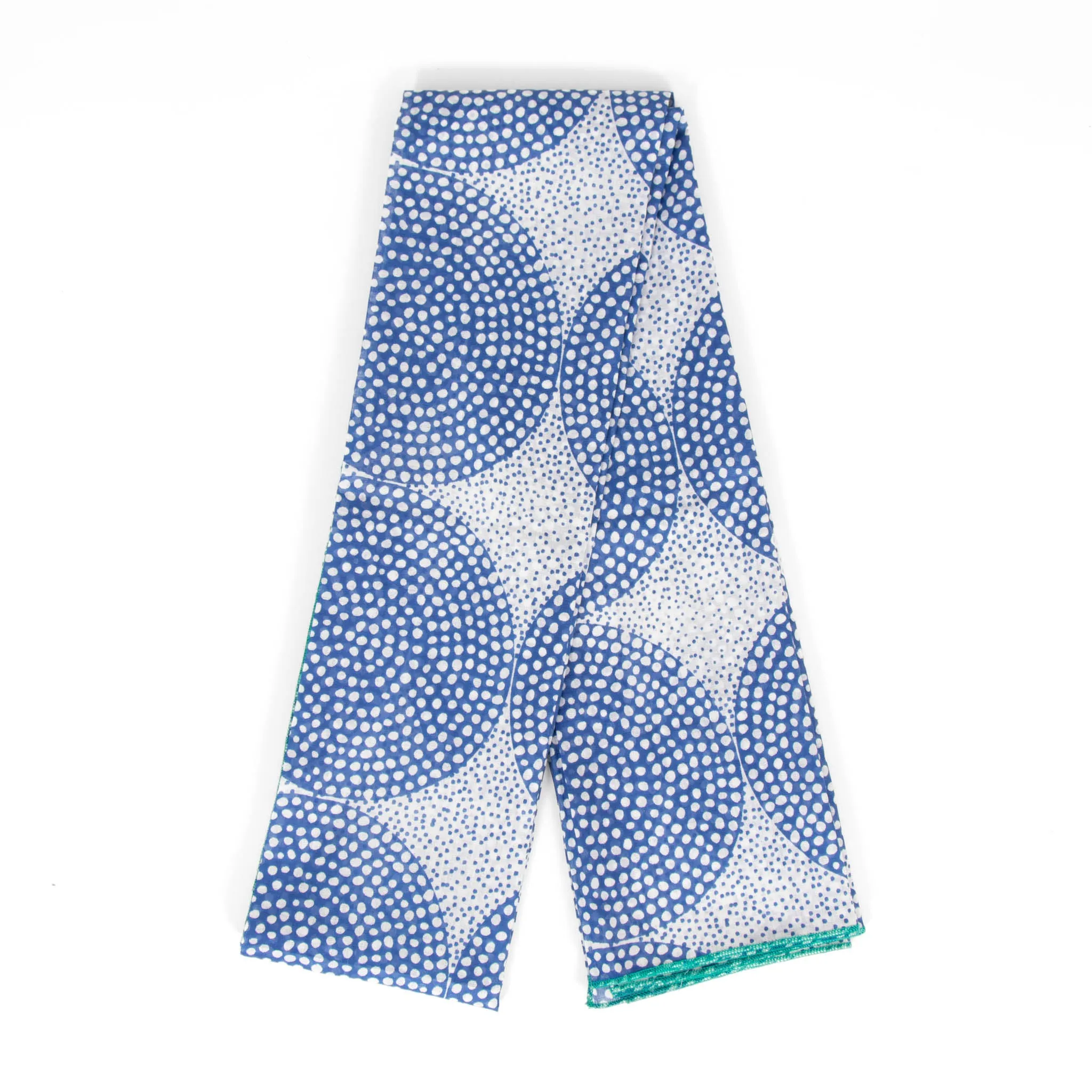 Camille Lightweight Cotton Scarf - Blue, Polka Dot Circles