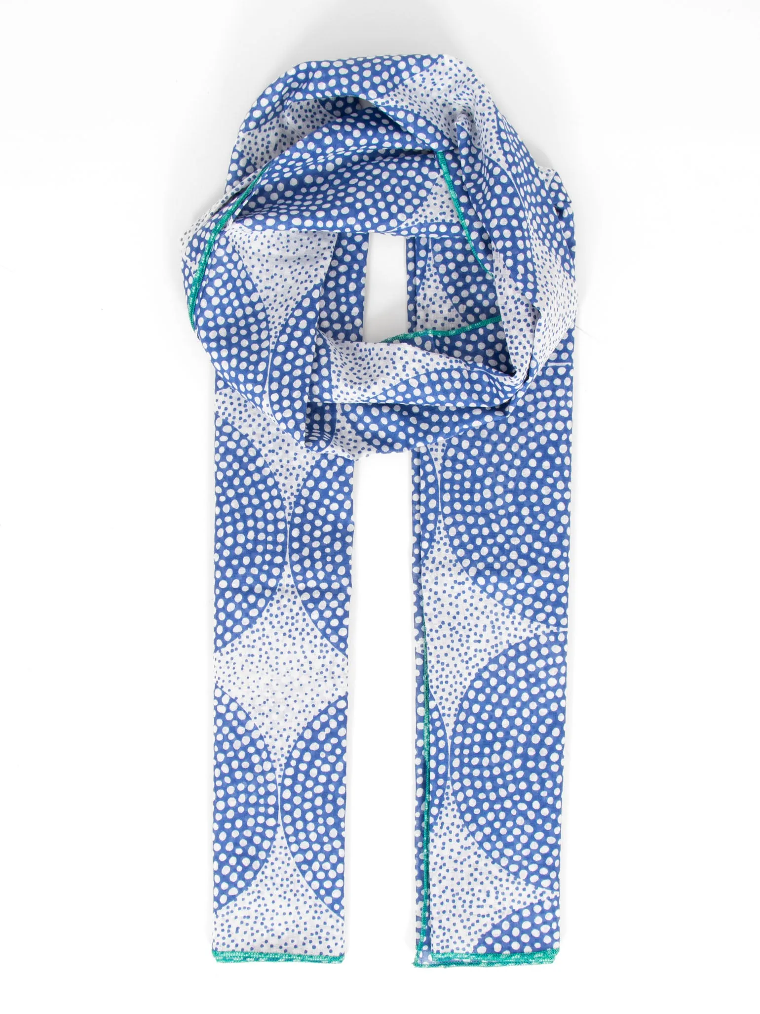 Camille Lightweight Cotton Scarf - Blue, Polka Dot Circles