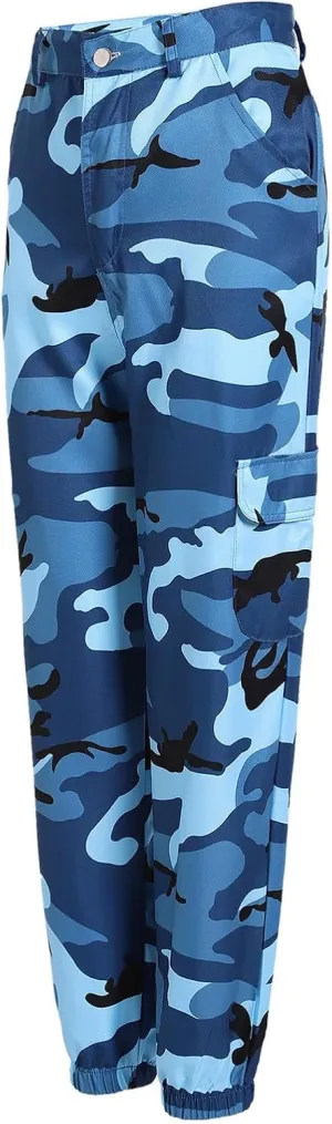 Camouflage Pants for Women Casual Combat Army Cargo Pants Multi-Pocket Military Tactical Bound Feet Camo Cargo Trouser