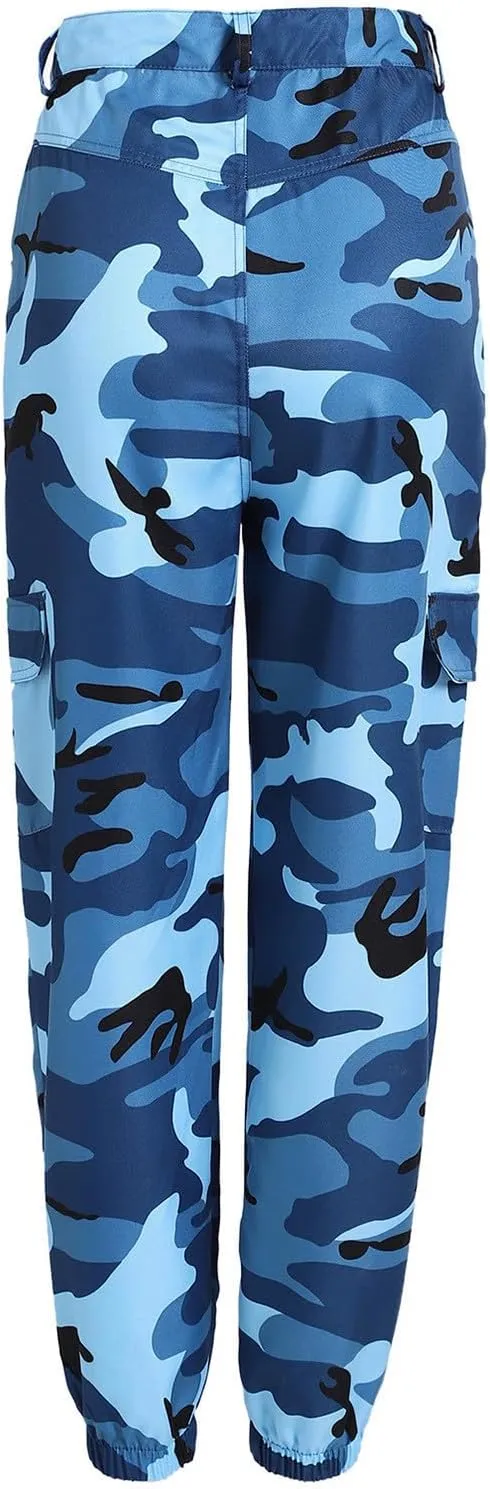 Camouflage Pants for Women Casual Combat Army Cargo Pants Multi-Pocket Military Tactical Bound Feet Camo Cargo Trouser