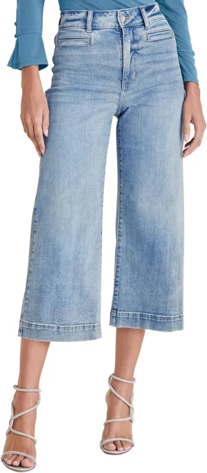 Capri Jeans for Women High Waisted Wide Leg Capri Pants Strechy Loose Denim Capris with Pockets