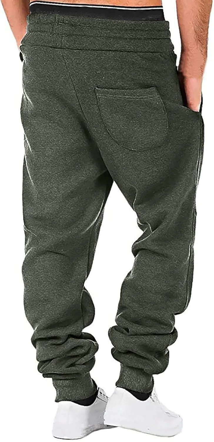 Cargo Pants for Men Baggy Fleece Sweatpants Big and Tall Joggers Drawstring Athletic Pants Casual Workout Pants