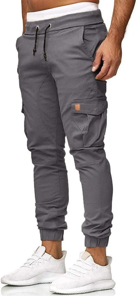Cargo Pants for Men Big and Tall Pants Elastic Waist Trousers Mens Business Casual Pants Work Sports Cargo Pants Thin