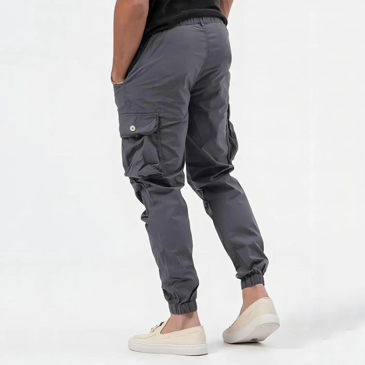 Cargo Pants for Men High Street Leisure Loose Sports Running Solid Color Lace Up Cargo Pants Sweater Men's Jogger