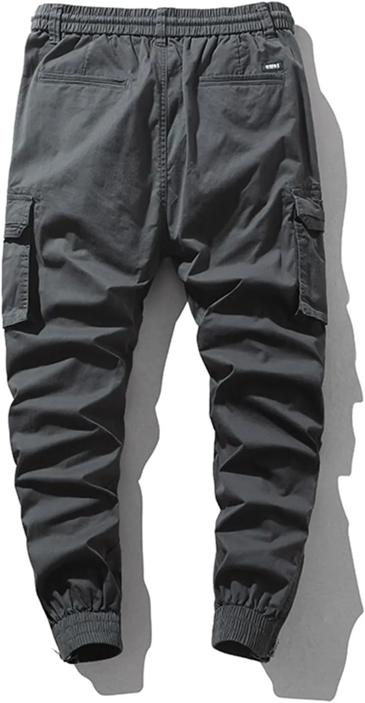 Cargo Pants for Men Stretch Casual Athletic Cotton Tactical Pants Loose Fit Sweatpants Outdoor Joggers Hiking Pants