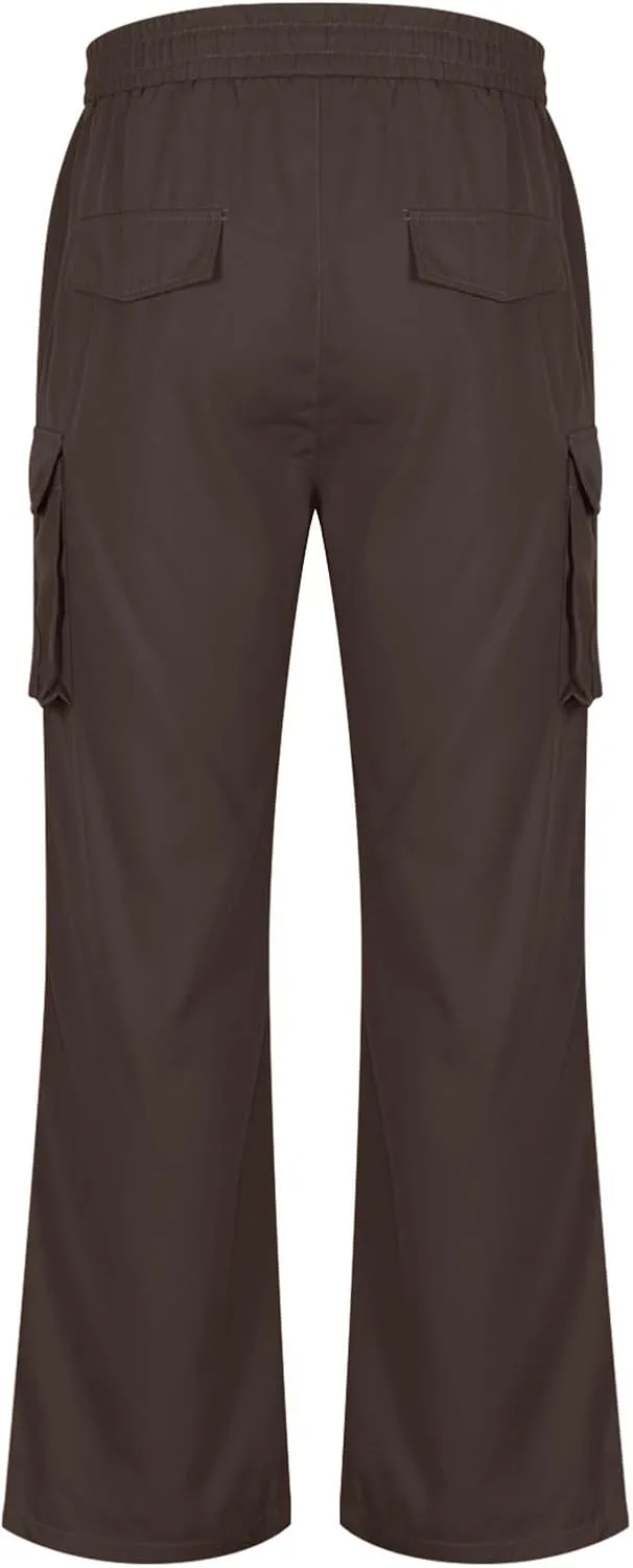Cargo Pants for Men Trendy Y2k High Street Wide Leg Cargo Pants Plus Size Loose Multiple Pockets Hip Hop Parachute Pant