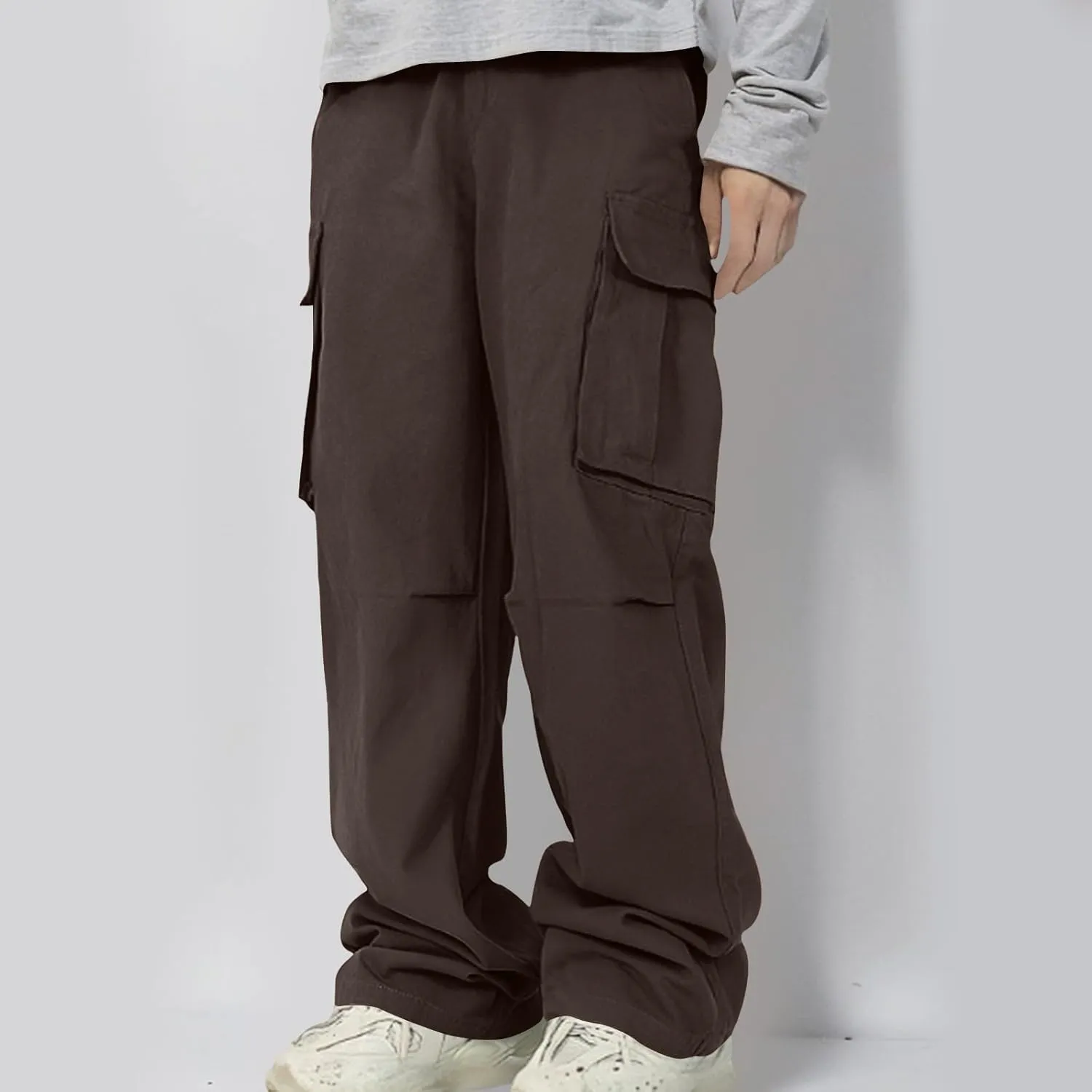 Cargo Pants for Men Trendy Y2k High Street Wide Leg Cargo Pants Plus Size Loose Multiple Pockets Hip Hop Parachute Pant