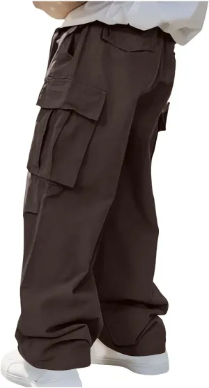 Cargo Pants for Men Trendy Y2k High Street Wide Leg Cargo Pants Plus Size Loose Multiple Pockets Hip Hop Parachute Pant