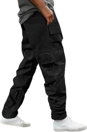 Cargo Work Pants for Men Slim Fit Multi Pockets Trendy Casual Trousers Lightweight Streetwear Outdoor Hiking Pants