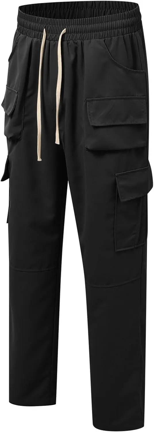 Cargo Work Pants for Men Slim Fit Multi Pockets Trendy Casual Trousers Lightweight Streetwear Outdoor Hiking Pants