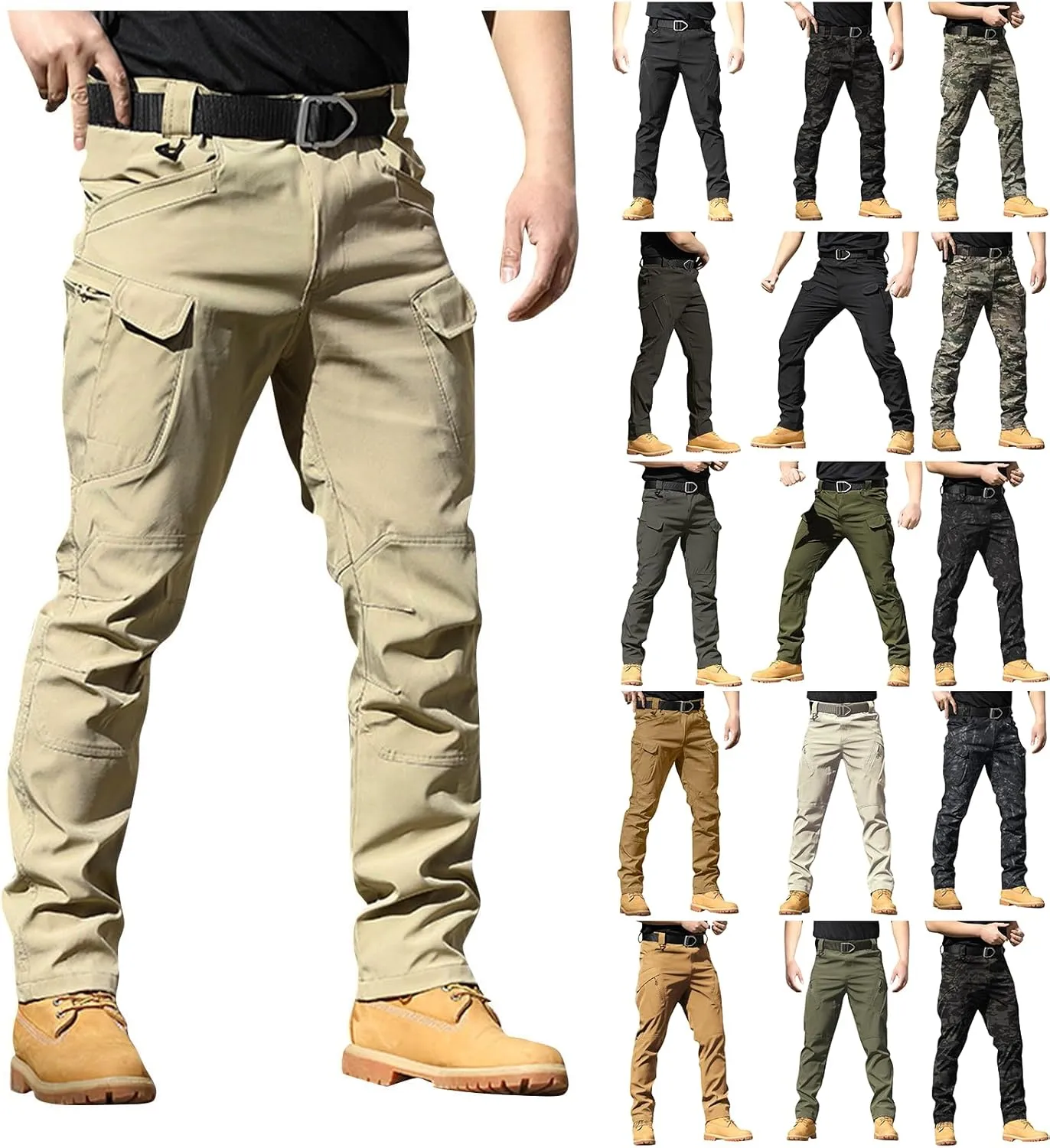 Cargo Work Pants for Men Stretch Flex Camo Tactical Pants Military Waterproof Lightweight Hiking Pants with Pockets