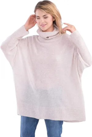cashmere 4 U 100% Cashmere Turtleneck Sweater for Women Oversize Pullover