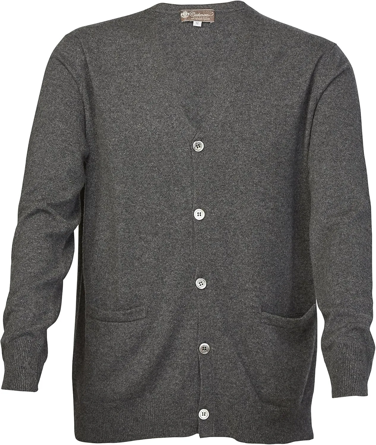 Cashmere Boutique Men's 100% Pure Cashmere Front Button Long Sleeve Cardigan Sweater
