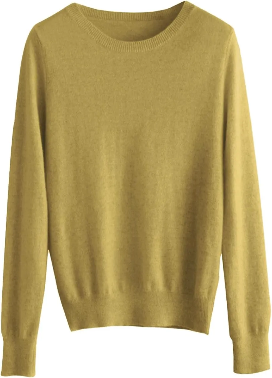 Cashmere Sweater Women Long Sleeve Crewneck Sweaters Lightweight Classic Fall Winter Pullover Sweaters Top
