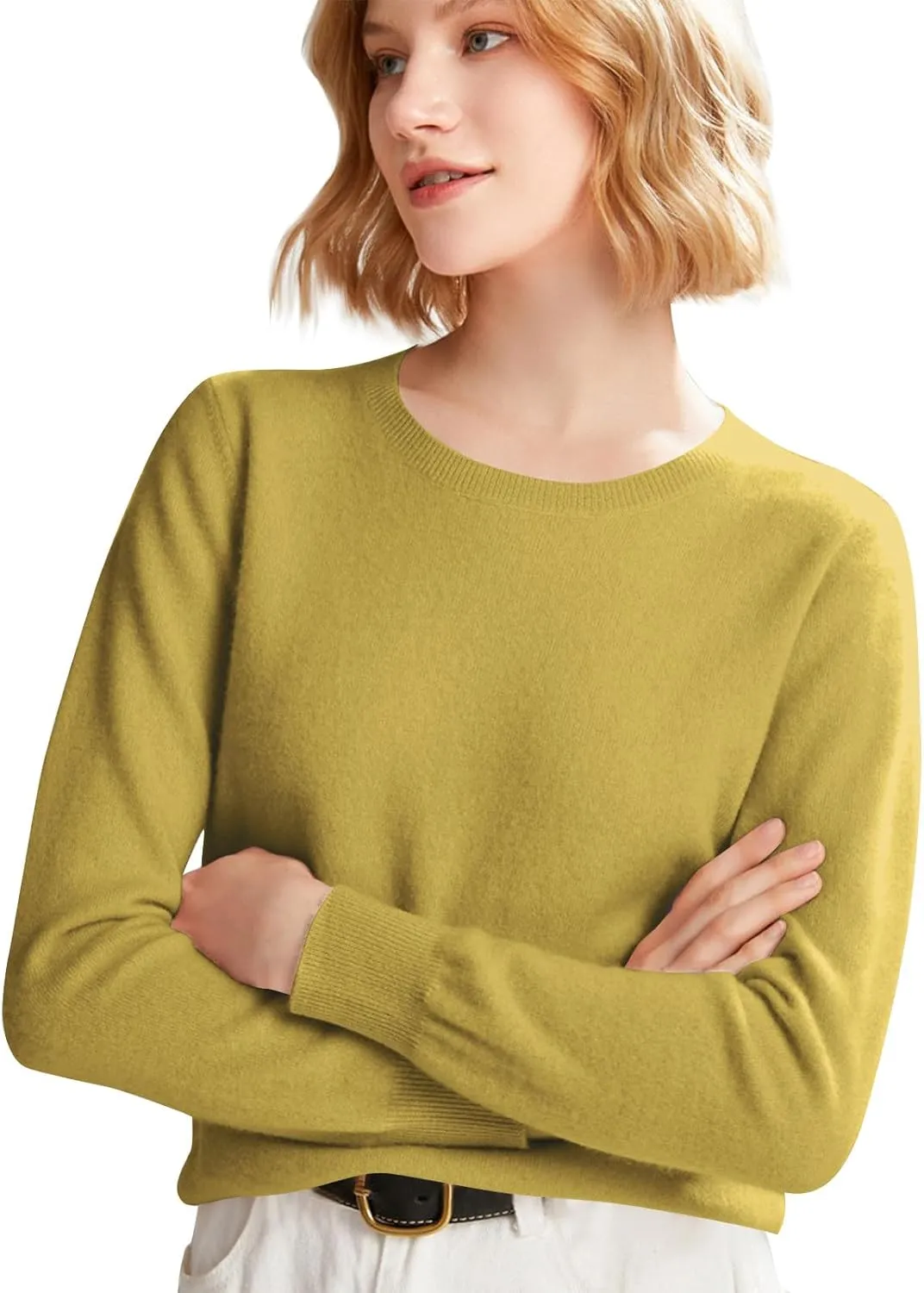 Cashmere Sweater Women Long Sleeve Crewneck Sweaters Lightweight Classic Fall Winter Pullover Sweaters Top