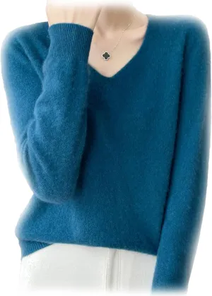 Cashmere Sweaters for Women, 100% Cashmere Soft V Neck Warm Luxurious Lightweight Long Sleeve Pullover Sweater