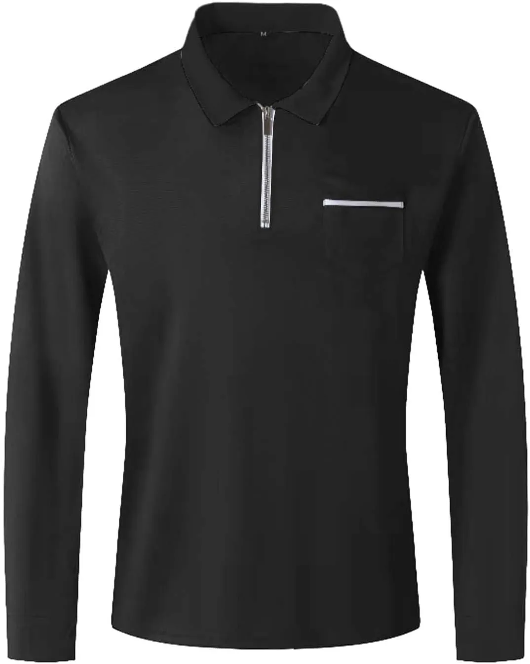 Casual Quarter Zip Up Polo Shirt for Men Business Office Polo Shirt Lightweight Shirt Tops UPF 50  with Pocket
