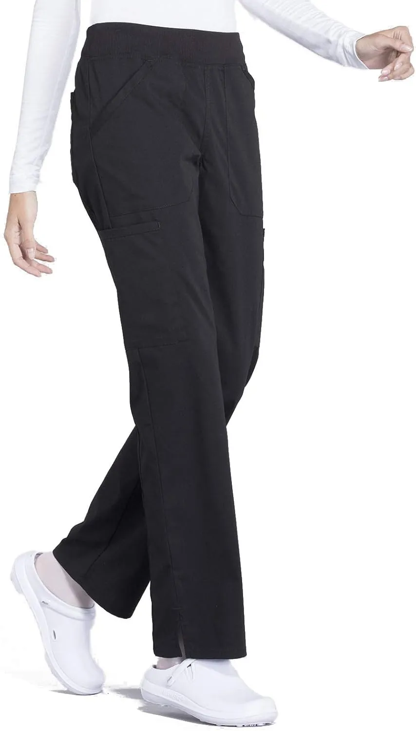 Cherokee Women's Scrub Pants Mid Rise Straight Leg Pull-on Cargo Pant with 6 Pockets & 2-Way Stretch Fabric - WW170