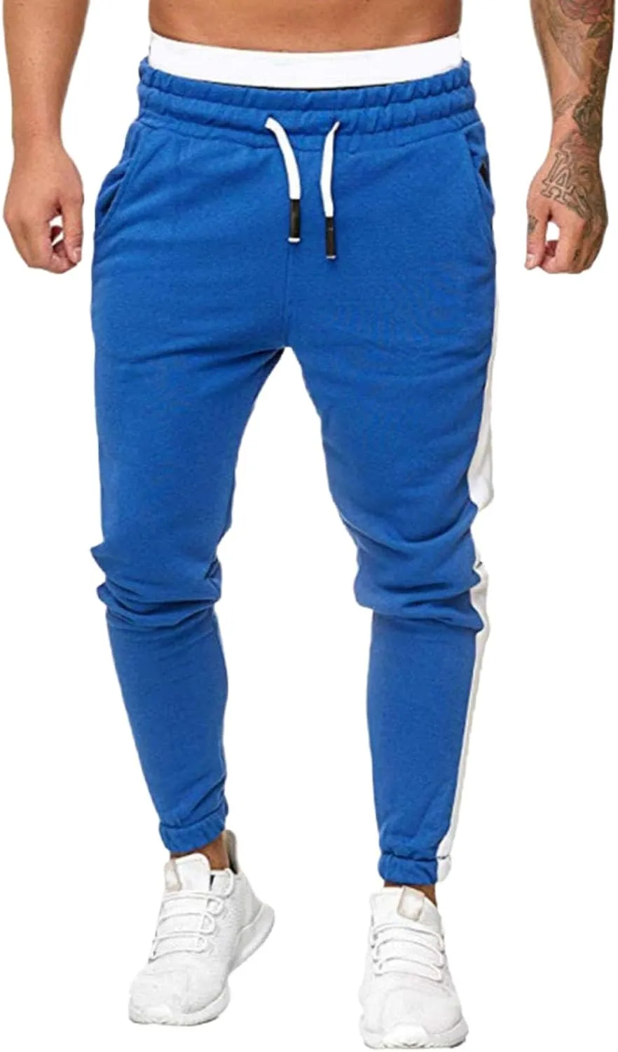 Chinos Pants Men Mid Waist Sweatpants Straight Leg Trousers Classic Workout Joggers Lounge Pants Slacks with Pockets