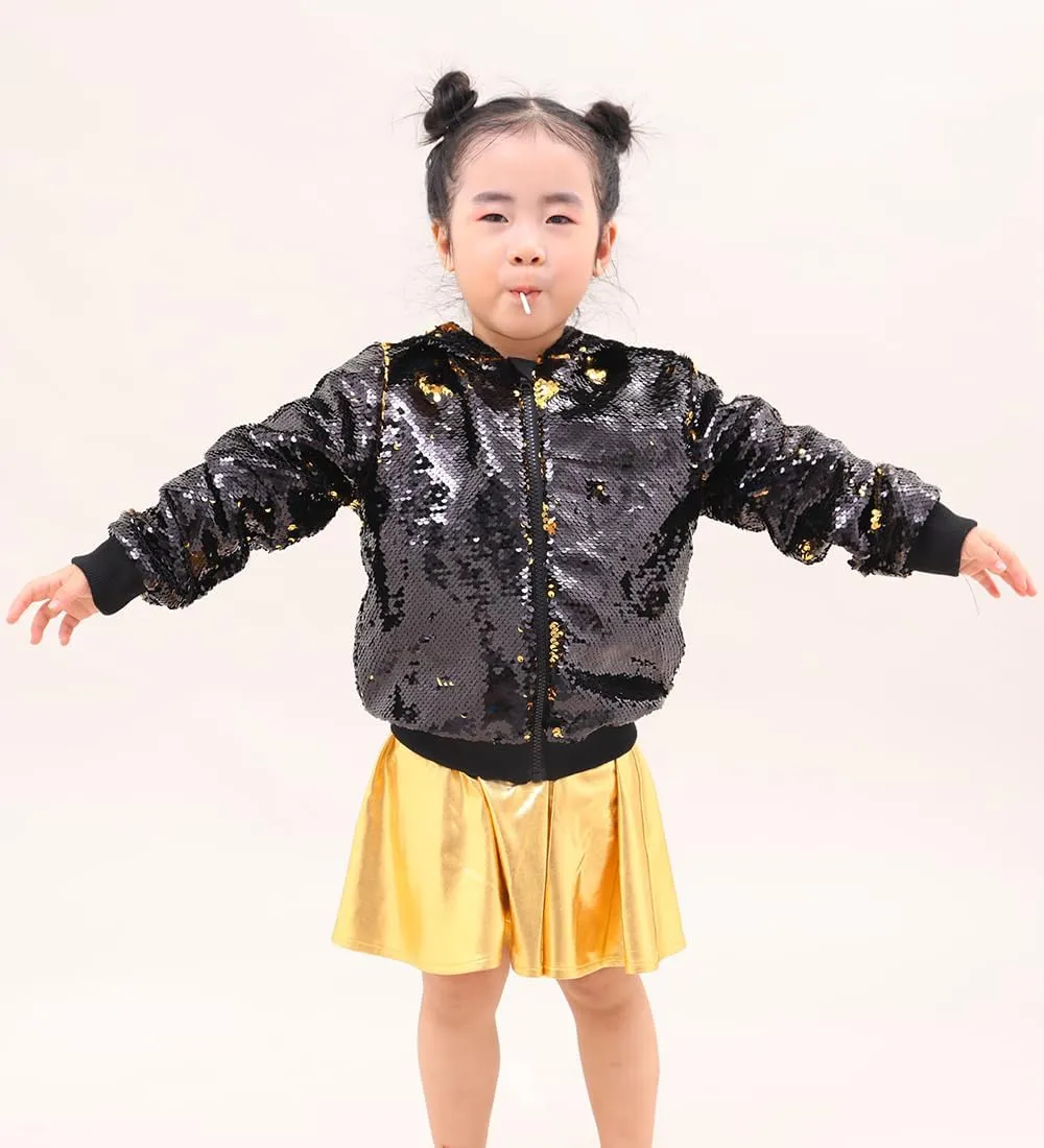 Cilucu Kids Jackets Girls Boys Flip Sequin Zipper Coat Jacket for Toddler Girls Birthday Outerwear Clothes