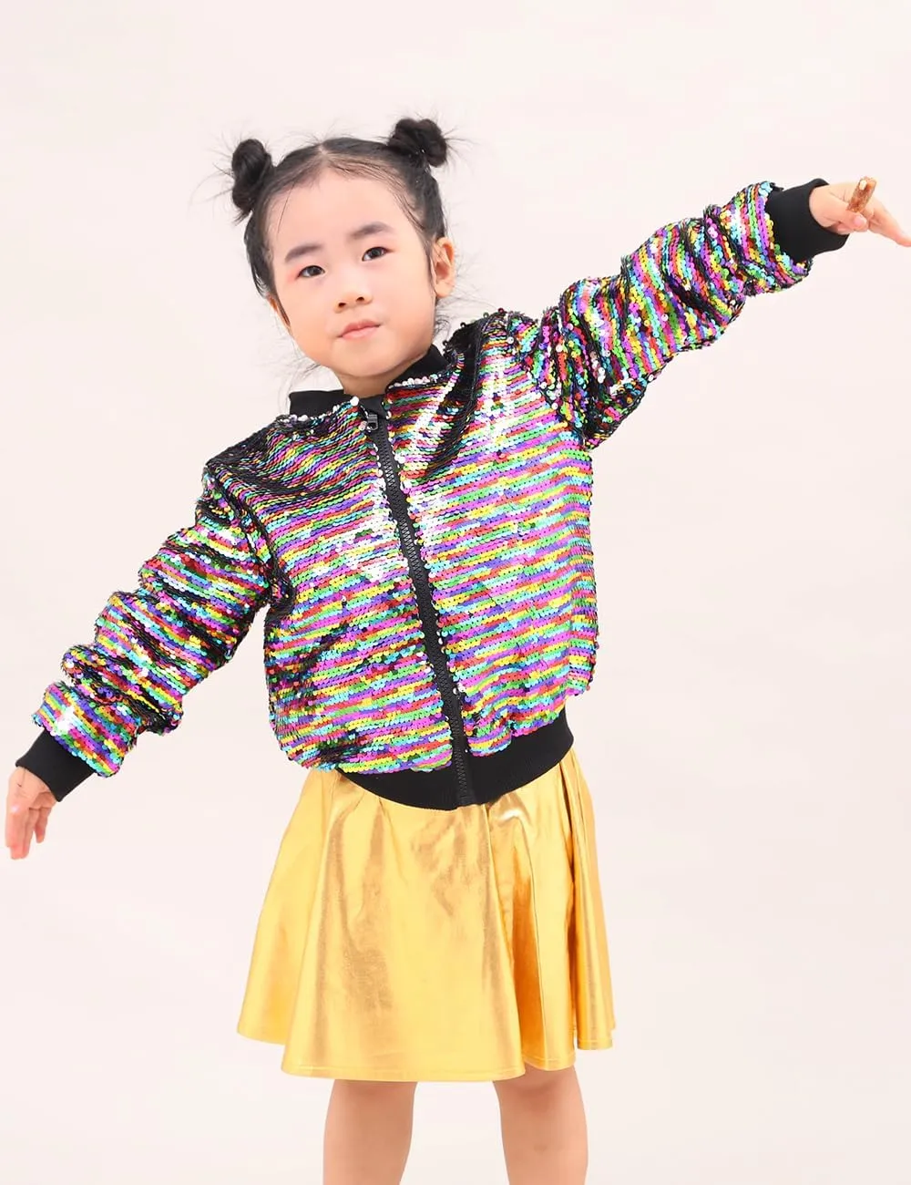 Cilucu Kids Jackets Girls Boys Flip Sequin Zipper Coat Jacket for Toddler Girls Birthday Outerwear Clothes