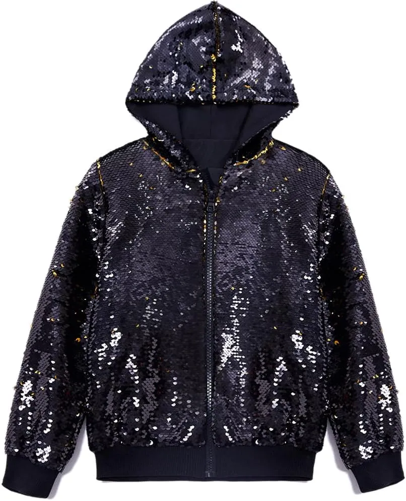 Cilucu Kids Jackets Girls Boys Flip Sequin Zipper Coat Jacket for Toddler Girls Birthday Outerwear Clothes