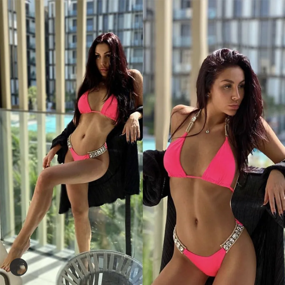 Classic Striped Solid Bikini Woman