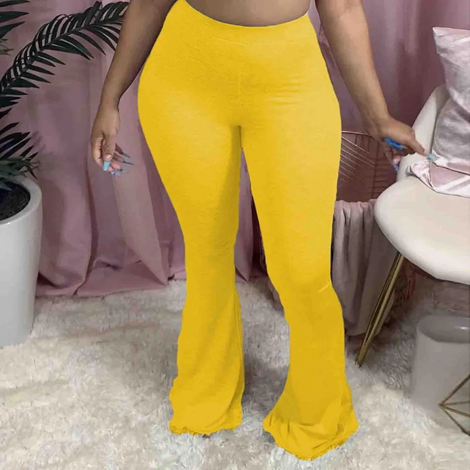 Comfy Bootcut Yoga Pants High Waist Tummy Control Wide Leg Long Palazzo Bell Bottom Flare Pants Trousers Plus Size