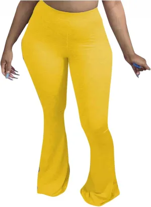 Comfy Bootcut Yoga Pants High Waist Tummy Control Wide Leg Long Palazzo Bell Bottom Flare Pants Trousers Plus Size