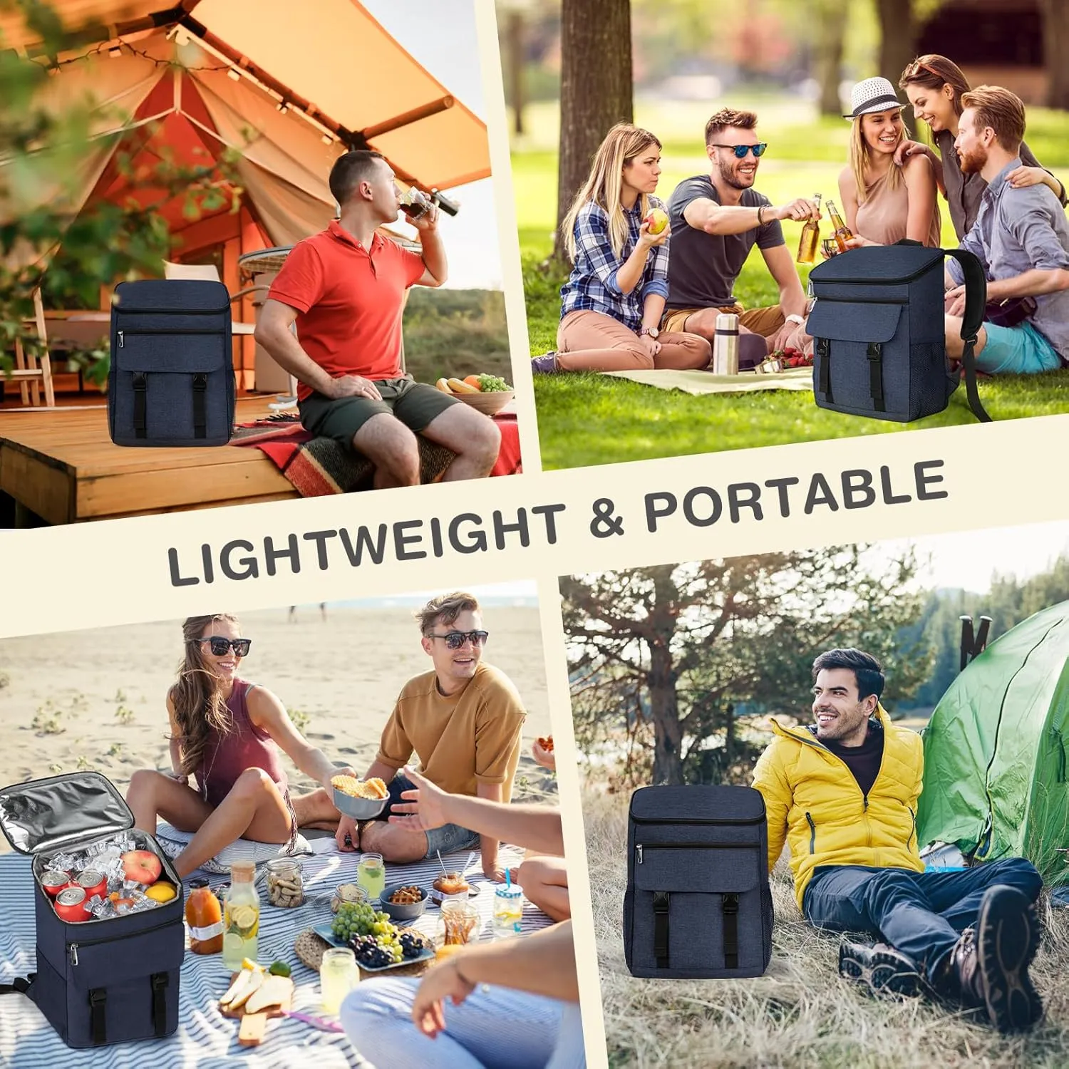 Cooler Backpack Soft Insulated Leak Proof 30/40/50/54 Cans Insulated Backpack Cooler Portable Picnic Camping Beach Hiking BBQ Lunch Backpack for Men and Women