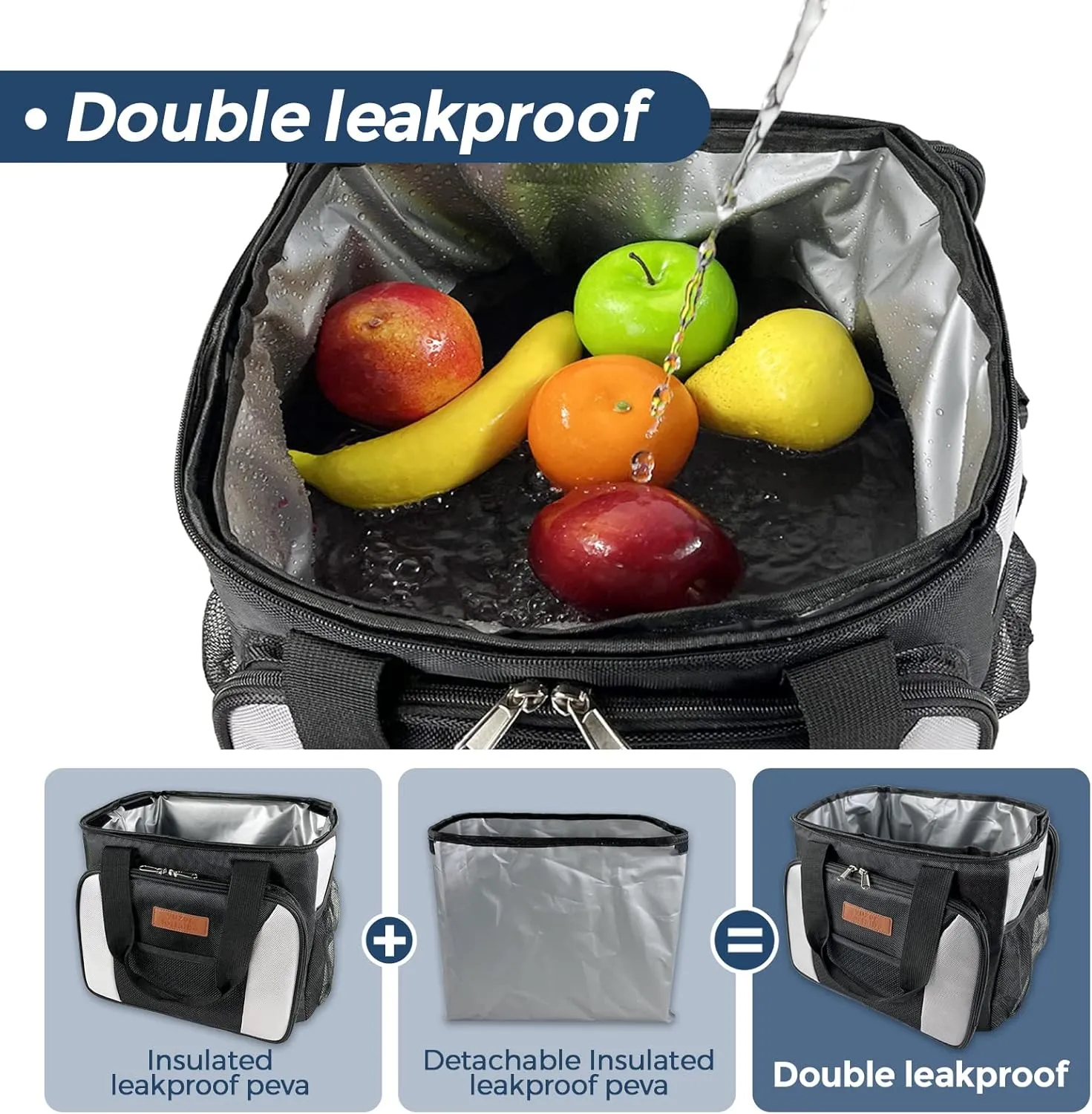 Cooler Bag 40 Cans PlusLunch Bags Insulated Soft Coolers Insulated, Double Leakproof Soft Sided Collapsible Beach Cooler for Picnic,Camping, Grocery,Travel,25L