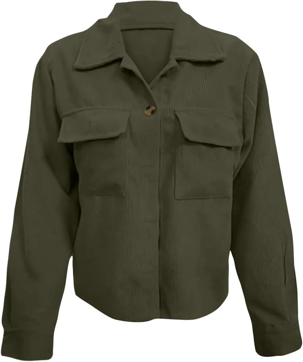 Corduroy Jacket Women Button Down Cropped Shirt Jacket Dressy Casual Long Sleeve Corduroy Shacket with Pockets