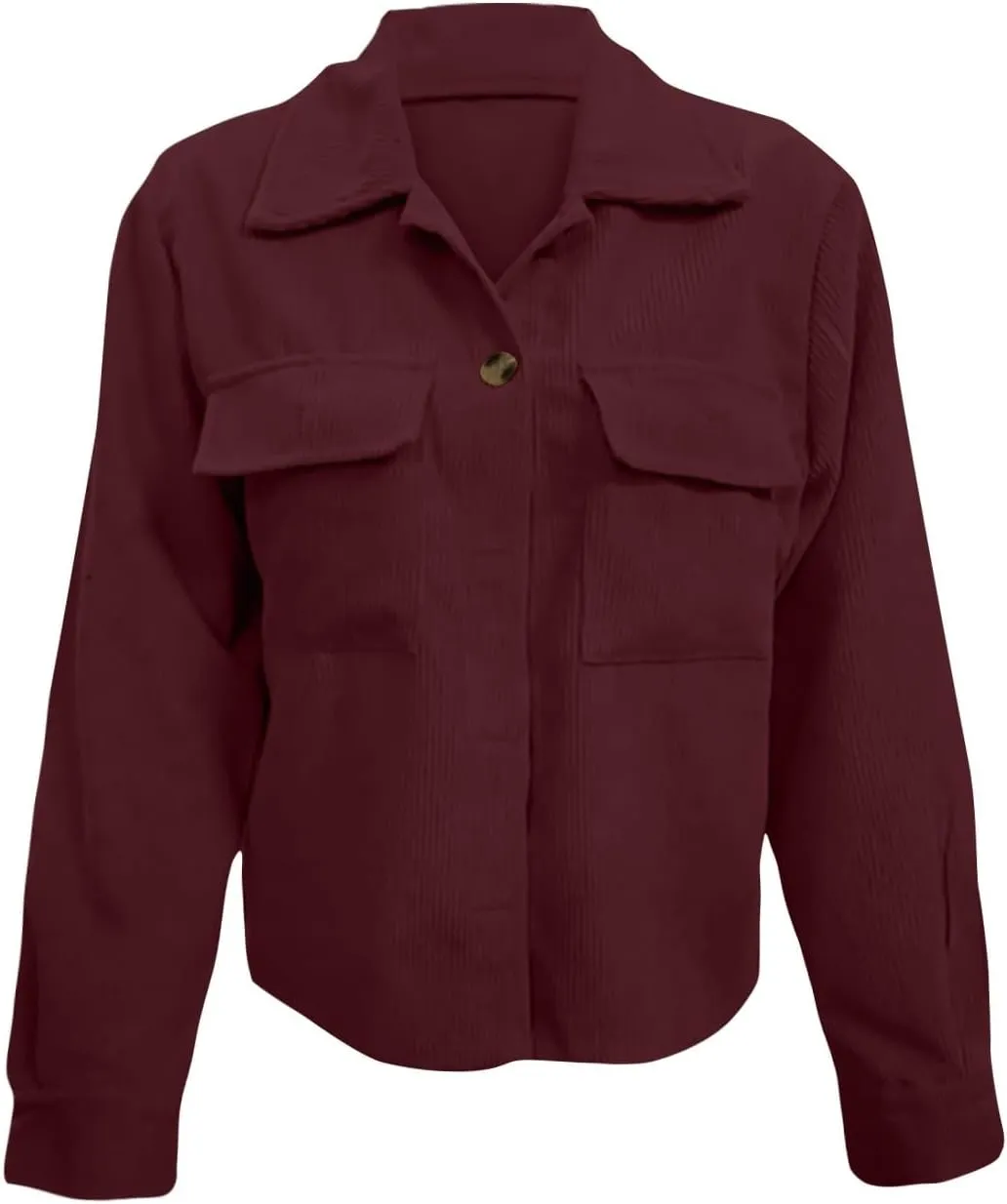 Corduroy Jacket Women Button Down Cropped Shirt Jacket Dressy Casual Long Sleeve Corduroy Shacket with Pockets