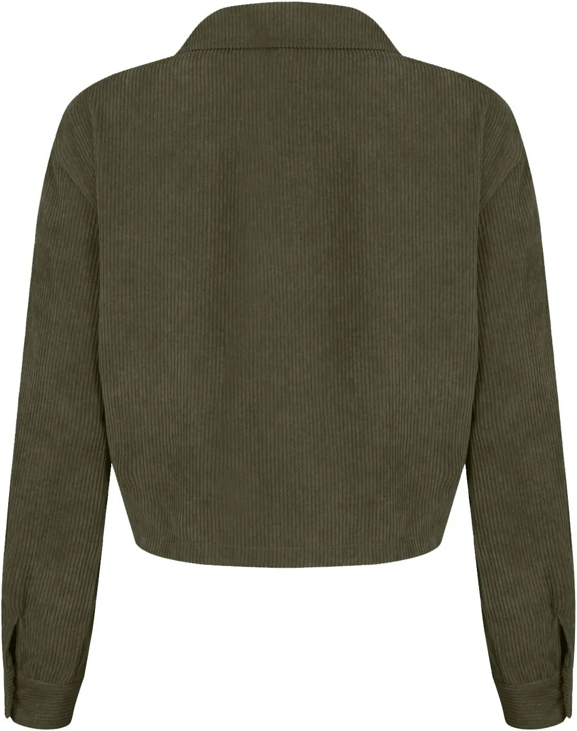 Corduroy Jacket Women Button Down Cropped Shirt Jacket Dressy Casual Long Sleeve Corduroy Shacket with Pockets