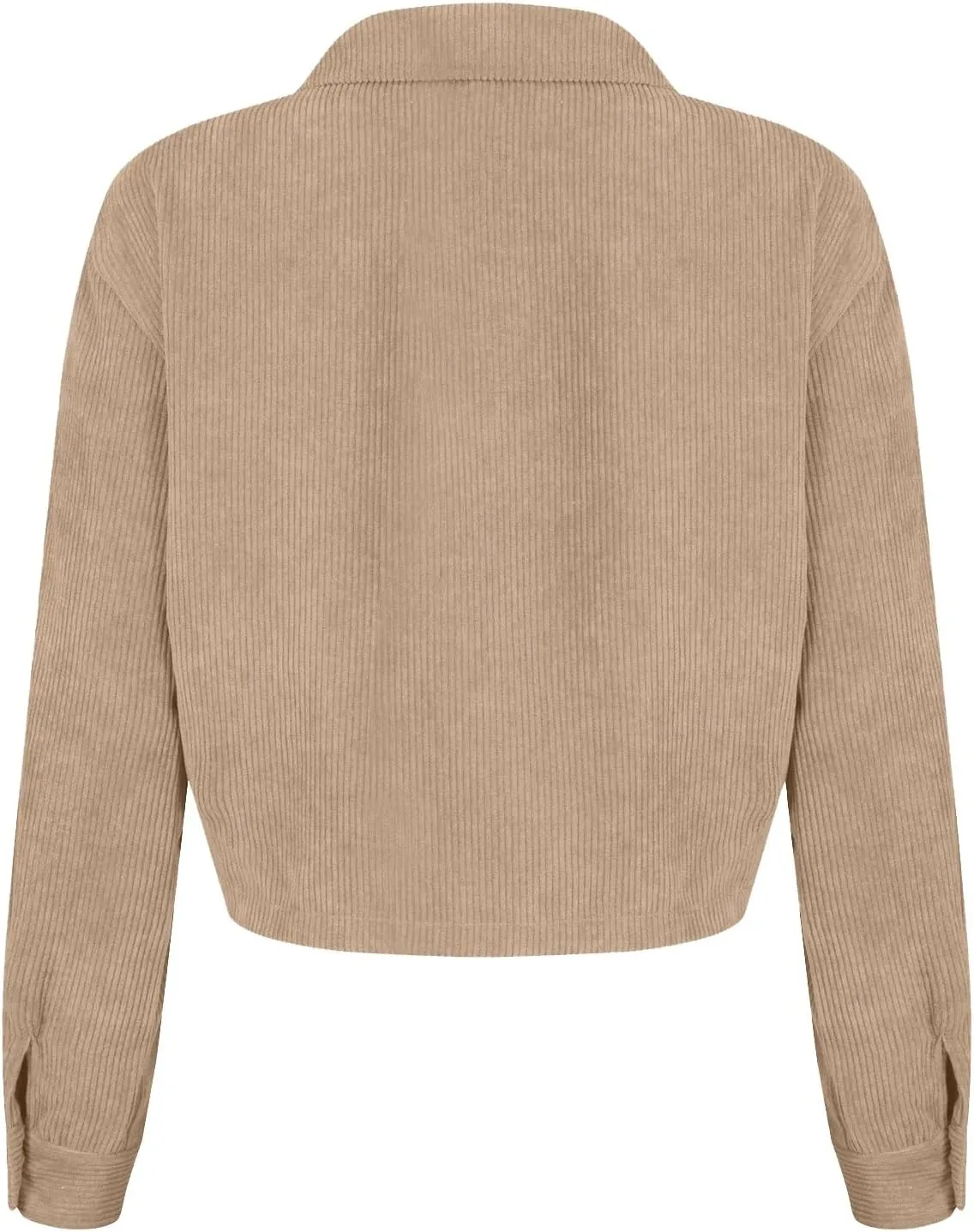 Corduroy Jacket Women Button Down Cropped Shirt Jacket Dressy Casual Long Sleeve Corduroy Shacket with Pockets