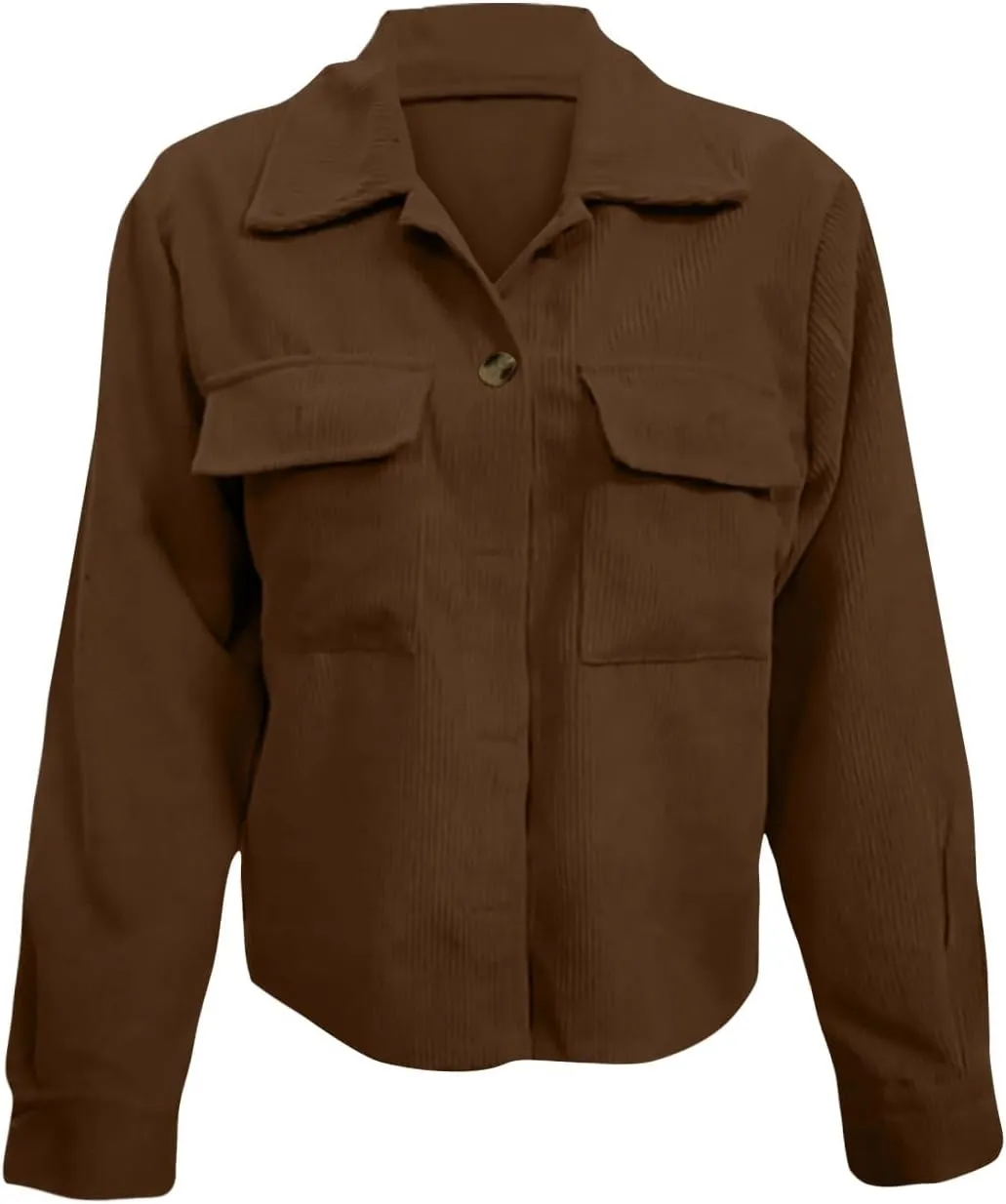 Corduroy Jacket Women Button Down Cropped Shirt Jacket Dressy Casual Long Sleeve Corduroy Shacket with Pockets