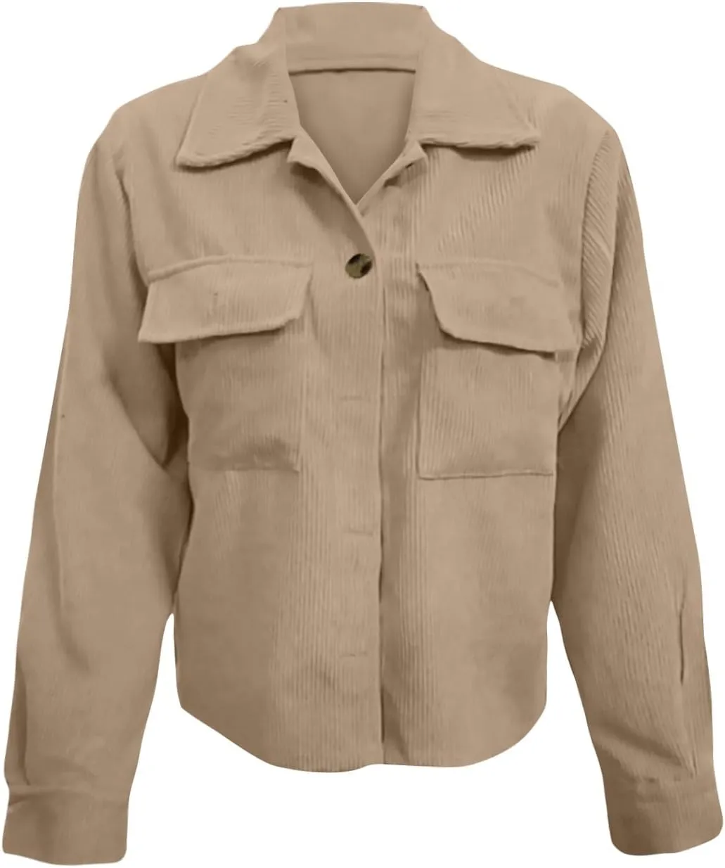 Corduroy Jacket Women Button Down Cropped Shirt Jacket Dressy Casual Long Sleeve Corduroy Shacket with Pockets